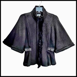 Stacy Reese Sculptural Poncho Jacket | Textured Black | Avant-Garde Design
